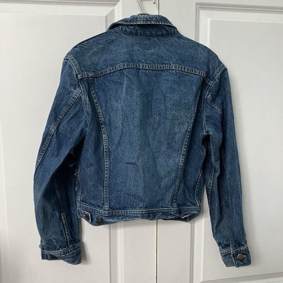 Vintage Riders Lee Jean Jacket Distressed Denim Cropped Trucker - Picture 7 of 8
